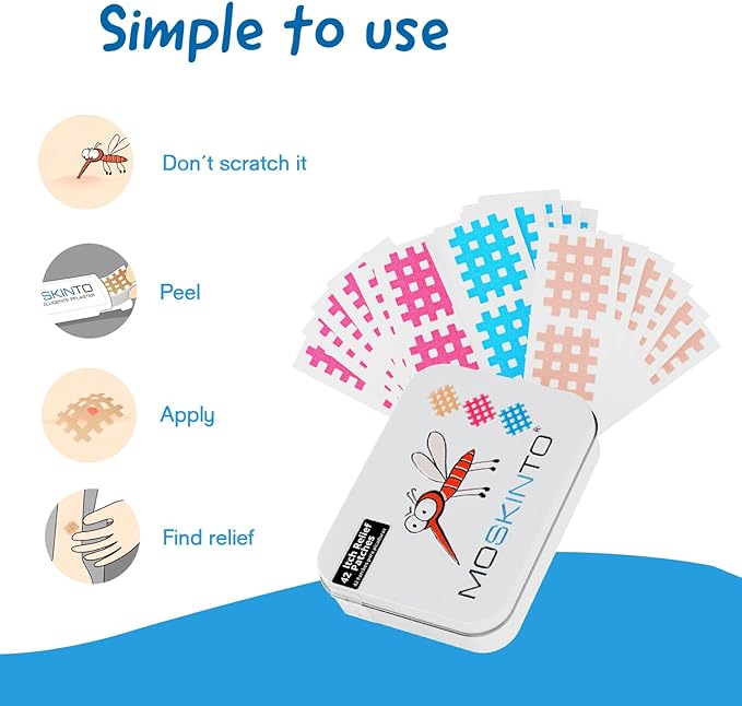 Moskinto The Original Mosquito Itch Relief Patches for Kids & Adults, Bug Bite Patches Soothe Swelling & Itching, Anti Itch Bug Bite Relief, Suction Tool Alternative, Family Pack, 42 Count, Pack of 2