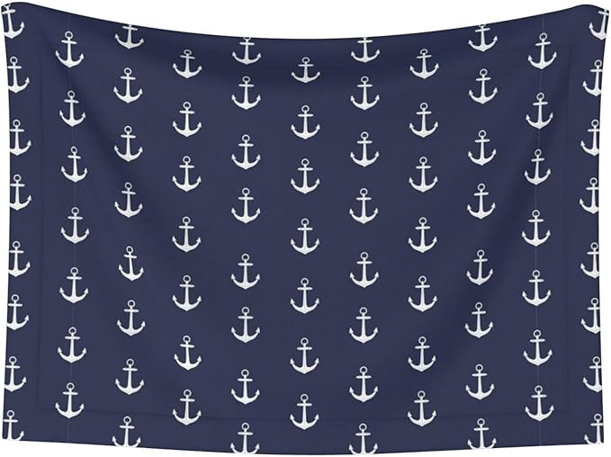 Double Sided Plush Pet Blanket with Cozy Dot Texture and Smooth Reverse, Nautical Anchor Navy, Reversible Throw for Dogs Cats on Couches Beds Crates