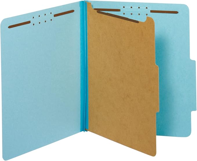 Pendaflex Classification Folders, Standard, 1 Divider, Embedded Fasteners, 2/5 Cut Tab, Blue, Letter, 10/BX (23730P), Specialty