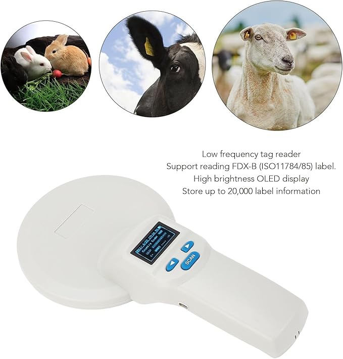 Pet Microchip Scanner Large OLED Display USB Connection Animal Pet Tag Reader FDX B ISO11784 85 Portable Wireless Reader