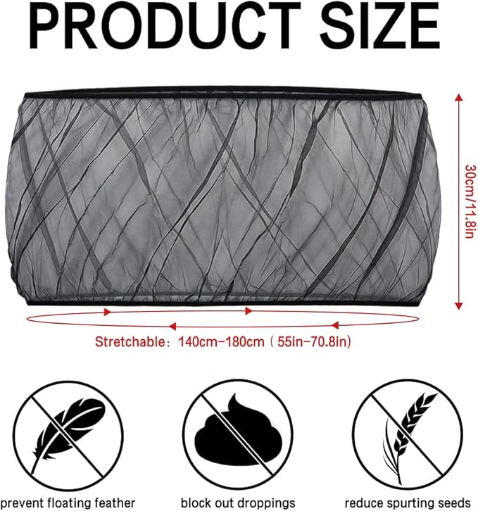 Universal Bird Cage Seed Catcher, Elasticity Airy Gauze Guard Net Cover, Soft Parrot Mesh Skirt Cover, for Round Square Cages (Black, L)