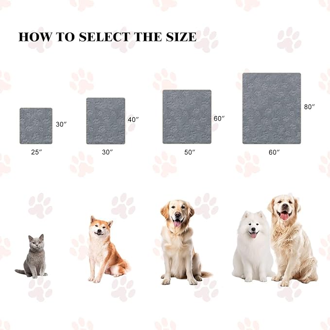 Waterproof Dog Blanket, 60" x 40" Washable Sherpa Fleece Cat Blanket,Pet Puppy Blanket Sofa Bed Furniture Protector,Reversible Soft Plush Blanket for Medium Large Dog (85" x 57")