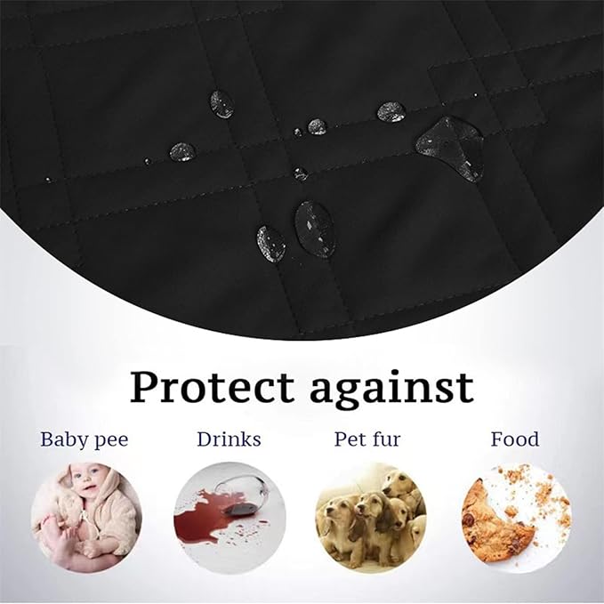 Dog Bed Cover Waterproof Microfiber Quilted Mattress Cover Pet Mat Silicon Non Slip 9 Size Furniture Protectors for Bed Sofa Couch (208 x 259 cm/82 x 102 in,Black)