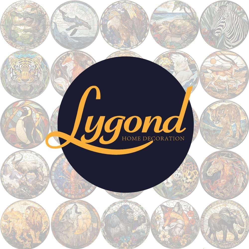 Lygond Metal Sign Tin Sign Circular Stained Glass Tigle Minimalist Wall Art for Home Decor 8×8 Inches