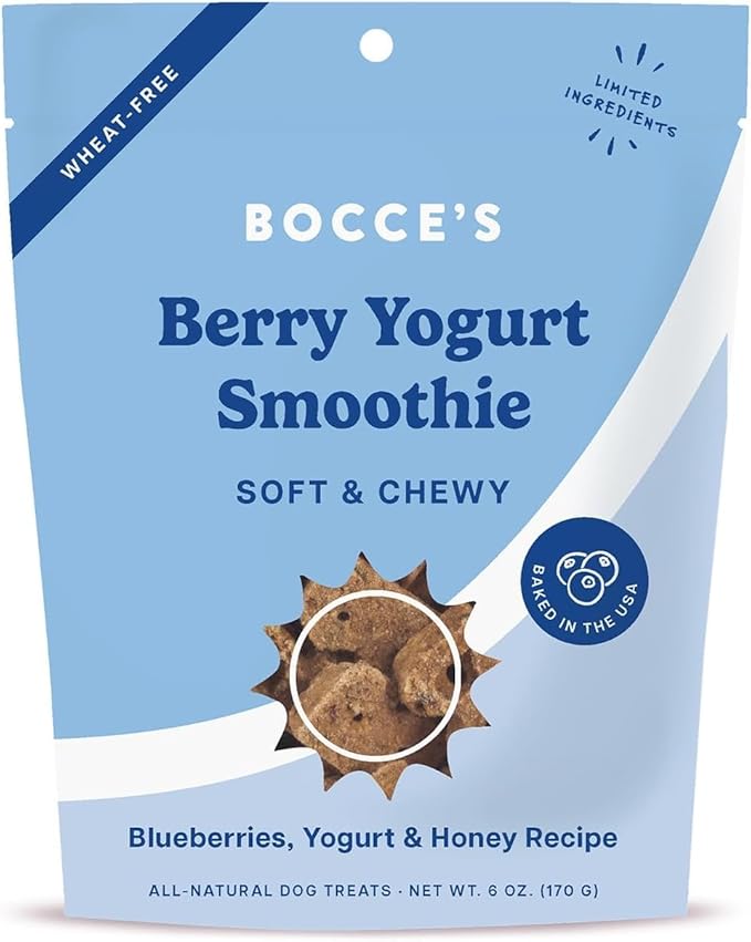 Bocce's Bakery PB Banana Chip + Berry Smoothie Dog Treat Bundle – Natural, Wheat-Free Soft & Chewy Cookies Made with Real Ingredients and Baked in The USA – 2 Pack Bundle