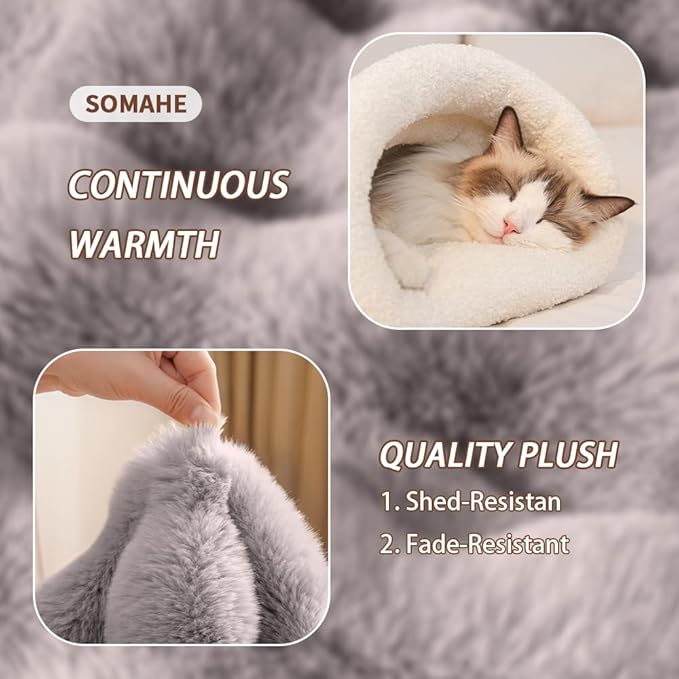 Self-Warming Cat Sleeping Bag, Enclosed Hooded Snuggle Sack with Dual-Side Plush Cat Cave Bed, Portable Foldable Pet Sleeping Pod for Indoor & Travel, Anti-Static, 21.7"x17.7"Coffee