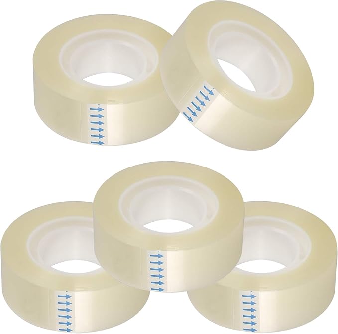 KIDMEN Transparent Tape,Clear Tape for Office,Home,School,5 Dispensered Rolls,0.7 x 1300 Inch