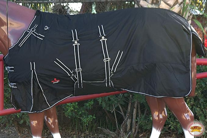 HILASON Black 78 in 1200D Winter Waterproof Poly Horse Turnout Blanket Belly Wrap