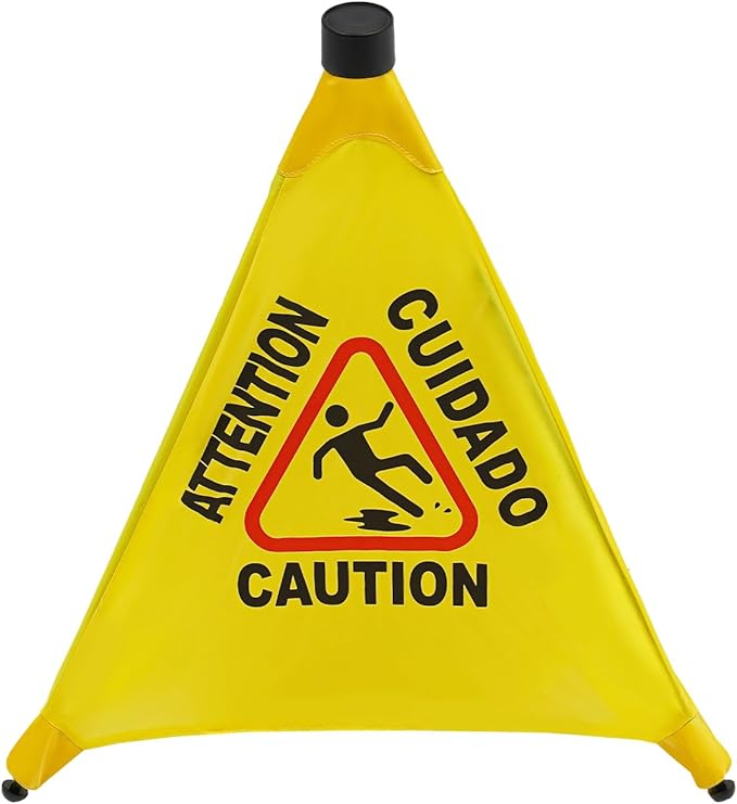 Caution Wet Floor Sign with Storage Tube 20 Inch Folding Commercial Wet Floor Pop Up Cones Slippery When Wet Sign for Restaurant, Supermarket, Restroom (8)