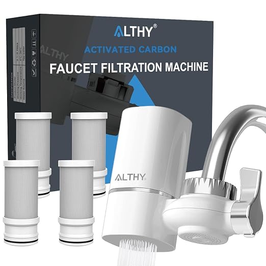 ALTHY Faucet Water Filter, BPA-Free Sink Tap Water Purifier, Certified Reduces