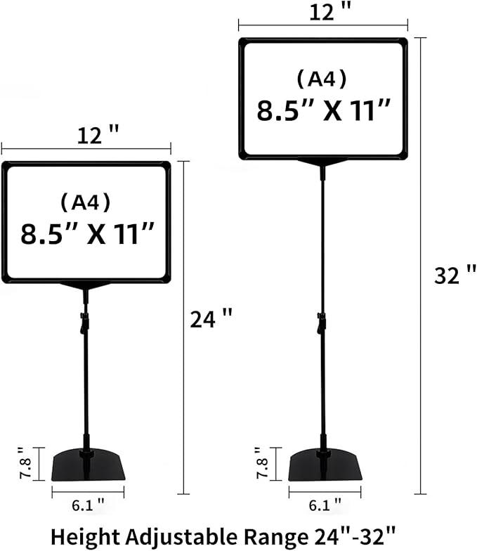 Sign Holder Stand,Sign Stand for Display,Adjustable Sign Holders For Table Top，Table Sign Holders 8.5 x 11,8 Packs,Black