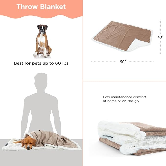 Best Friends by Sheri Premium Self-Warming Ilan Microfiber Faux Fur Pet Throw Blanket 40x50 in Wheat