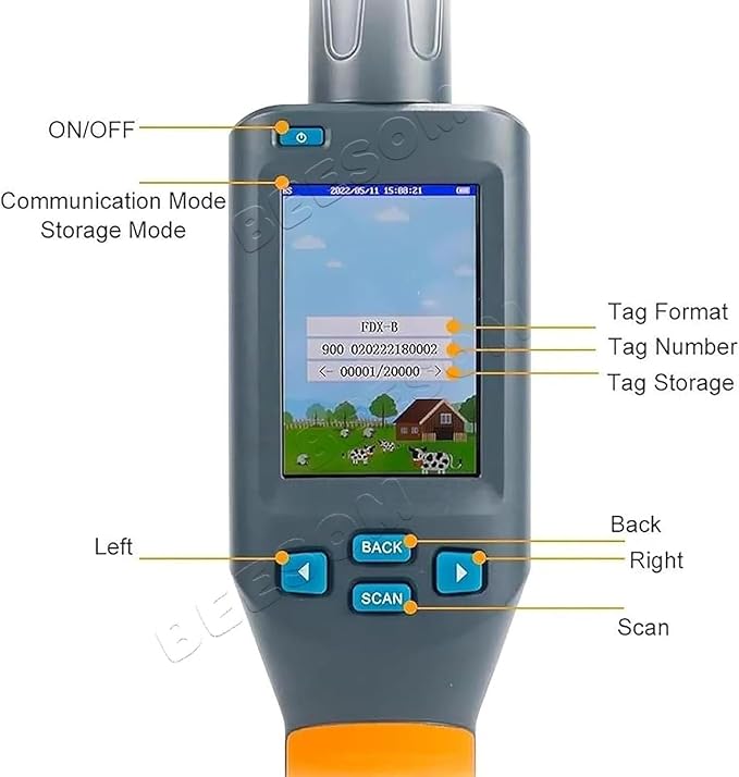 Pet Chip Reader,Pet Microchip Scanner Reader,134.2KHz RFID,20000 Data Storage,30s Auto Power Off,ISO11784/85, for Dog Cat Pig Livestock Identification