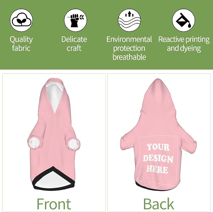 Personalized Dog Hoodie, Custom Dog Costumes for Small Dogs, Holiday Happy Dog Clothes Football Pet Shirt Sweater with Name Number for Girl/Boy Cats/Kitten, Pink, XS
