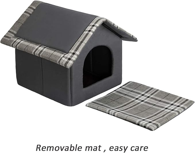Hollypet Cozy Pet Bed Warm Cave Nest Sleeping Bed Puppy House for Cats and Small Dogs, Gray