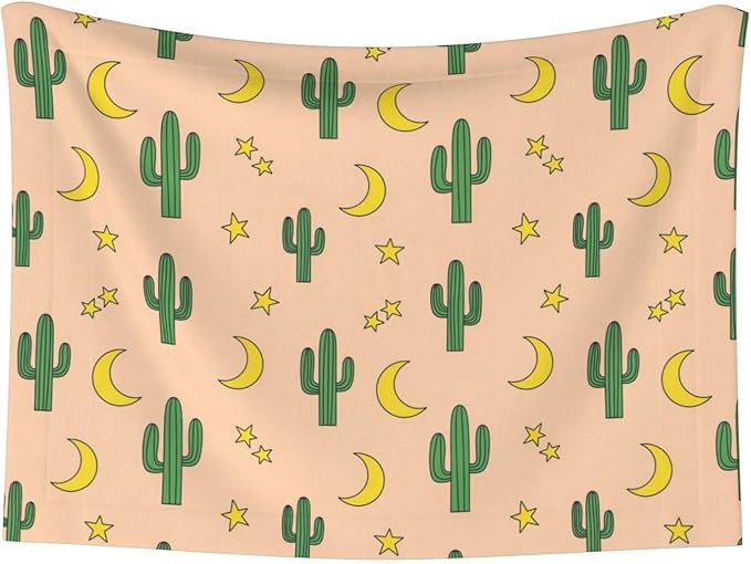 Pet Blanket for Travel and Home, Cactuses Moon, Reversible Plush Dot Design with Soft Grip Texture on One Side Perfect for Car Seats Moving Vehicles