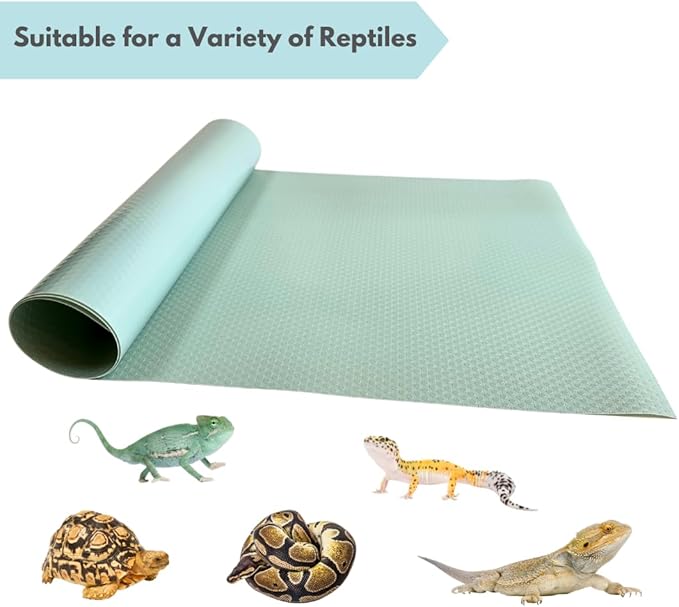 Tank Liner, 17.7" x 59", Reptile Terrarium Substrate Mat Carpet Bedding, Enclosure Liner for Bearded Dragon Leopard Gecko Lizard Tortoise Snake (Turquoise)