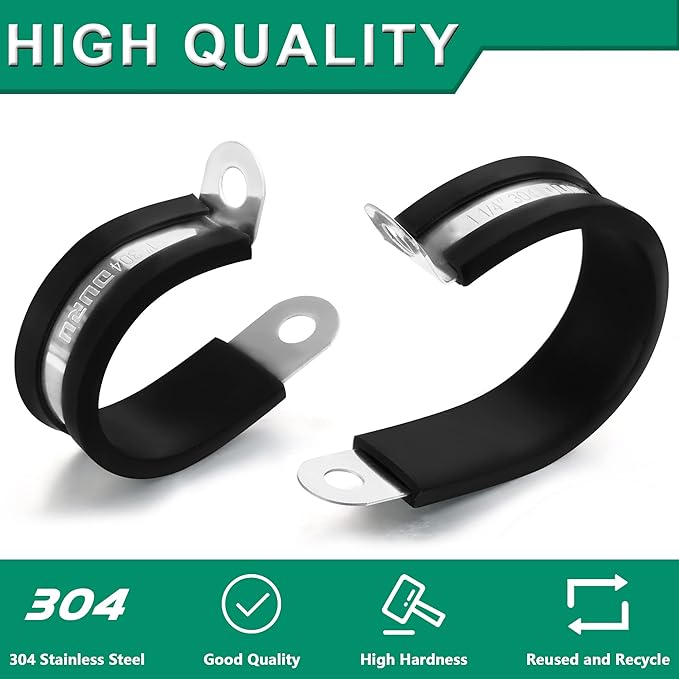 15PCS 5/8 Inch Cable Clamps with 35PCS Screws Assortment Kit 304 Stainless Steel Rubber Cushioned Insulated Cable Clamp, Automotive Wire Pipe Clamps(16mm)