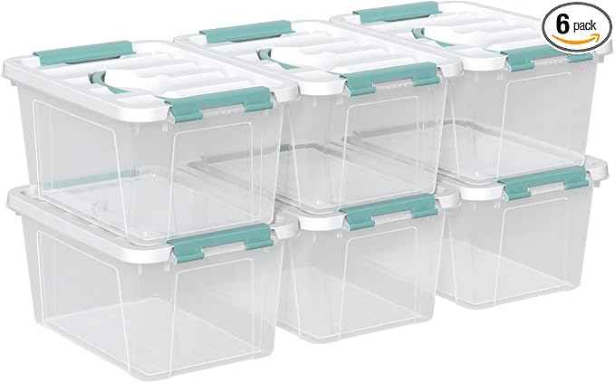 Zopnny 7 Quart Small Clear Storage Latch Box