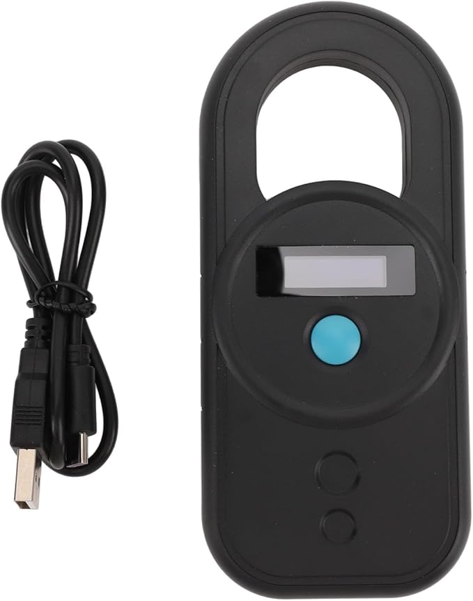 ANGGREK Pet Chip Scanner, Rechargeable Dual Frequency Store 128 Stores Information Easy to Use Portable Animal Tag Reader for Animal Hospitals (Black)