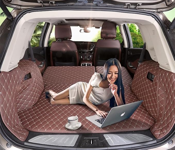 Car Trunk Mat Compatible with 2025 Mercedes G Class G500 Full Coverage Cargo Mat+Backrest Mat+Both Sides Panel Black w/Red Stitching