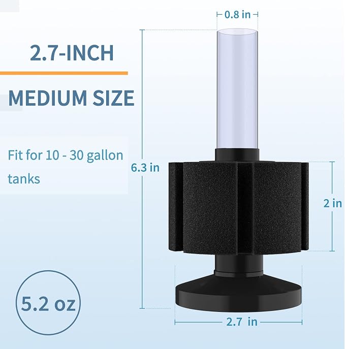 Pawfly Aquarium Bio Sponge Filter Quiet Betta Fry Shrimp and Small Fish Foam