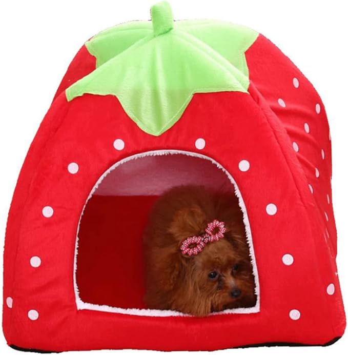 Pet Furniture Pet House Dog Bed Doggie Bed Dog Cot Strawberry Foldable Cat Cave Puppy Sleeping Warm Strawberry Nest Warm Pad