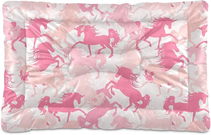 Pink Unicorn Pet Bed Cute Dog Bed Mat Absorbing Non Slip Pad Pet Sleeping Mat for Small, Medium, and Large Dogs Puppy Cat 24 in x 18 in