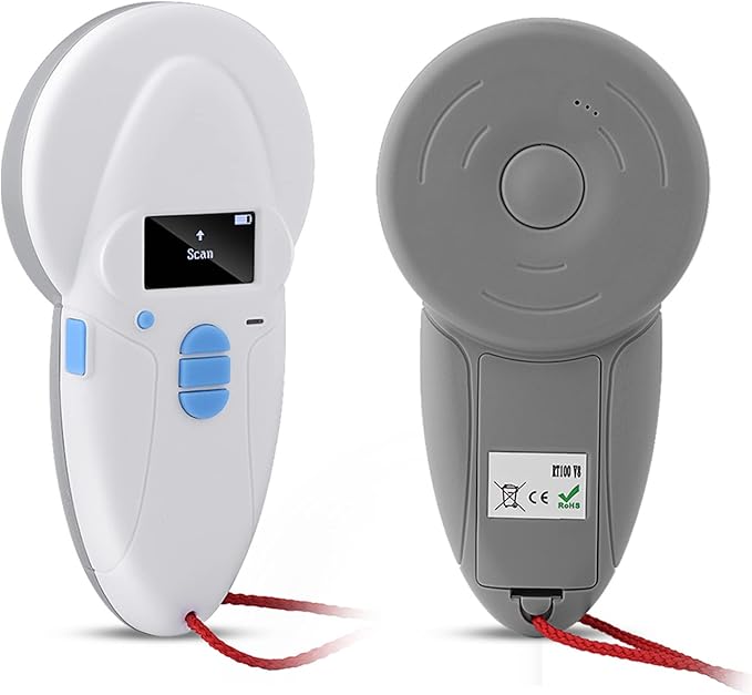 aqxreight Handheld Rechargeable Animal Chip ID Reader Microchip Scanner 1000 ID Up You Upload and ISO11784 FDX A FDX B Chips EM4102 Reading Save Pet ReaderAnimal ReaderPet