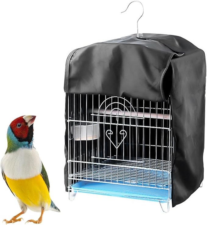 Bird Cage Cover Black Pet Cage Cover Good Night Dustproof Birdcage Cover for Lovebirds Macaw Parakeets Bird Cage Accessories, 35x35x50cm