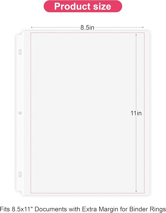 500-Pack Heavy Duty 8.5"x11" Sheet Protectors - Top-Loading Acid-Free & Waterproof for Photos, Certificates, School, Office, Legal Documents, Medical Records, Teachers, Artists (500)