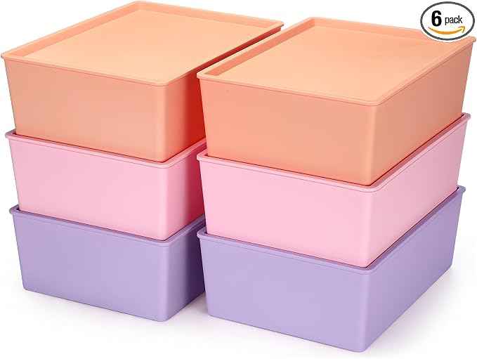 Menkxi 6 Pcs Large Plastic Storage Bins