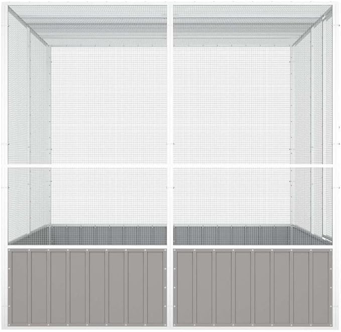 Metal Steel Large Bird Cage for Budgies, Pigeons, Galvanized Steel Birdcage Aviary House, 84.1"x85.6"x83.3", Gray,-673