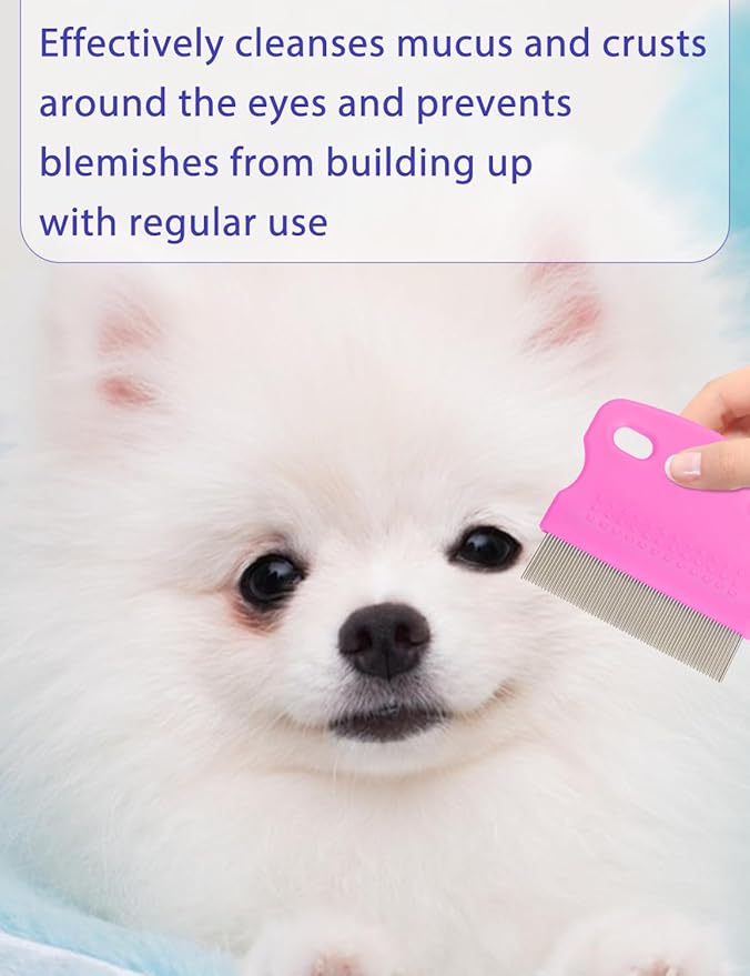 Flea Comb for Cats Dogs, 8 Pack Flea and Lice Grooming Comb Set for Cats, Pet Grooming Tools for Small, Medium & Large Pets (Pink & Blue)