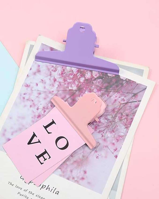 2PCS Extra Large Binder Clips Metal Bulldog Clips Large Paper Clamps Holder Chip Clips for Home School Office Drawing Bag Pink 3inch