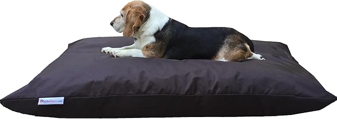 Dogbed4less Shredded Memory Foam Pillow Dog Bed with Waterproof Liner and Machine Washable Cover (Brown Nylon, Medium 36"X29")