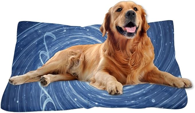 Blue Swirl Vortex Light Effect Art Dog Bedding Dog Mattress Pet Padssoft Crate Washable Crate Beds Washable Non-Slip Bed Bed for Dogs Outdoor Mat for Dogs Furniture Indoor Outdoor 36X24 Inch