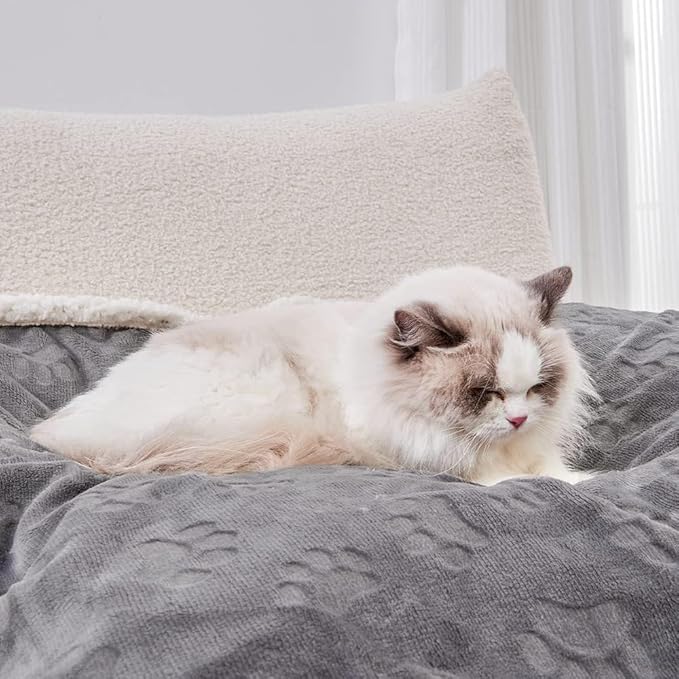 Waterproof Dog Blanket, 60" x 40" Washable Sherpa Fleece Cat Blanket,Pet Puppy Blanket Sofa Bed Furniture Protector,Reversible Soft Plush Blanket for Medium Large Dog (85" x 57")