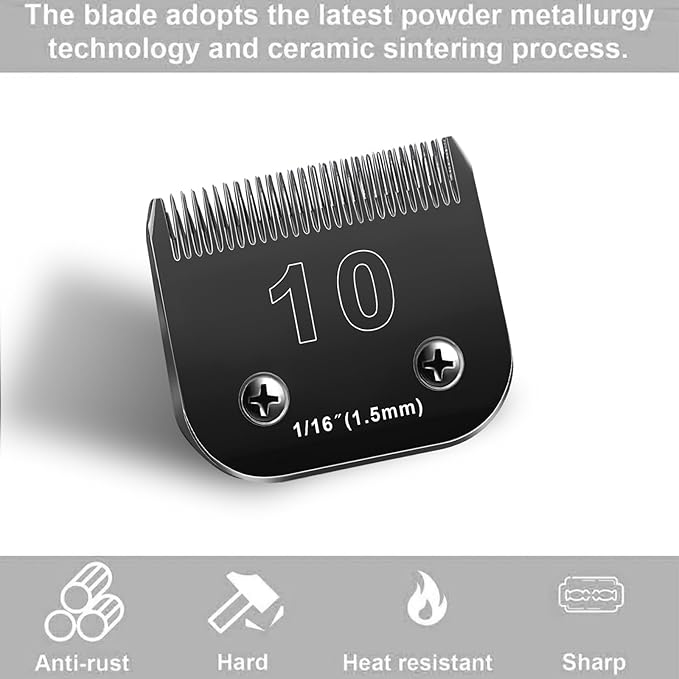 10 Blades Dog Grooming Blades Compatible with Andis/Oster A5/Wahl KM-10 Series Dog Clippers,Detachable Clipper Replacement Blade,Black (5PCS Black-#10+3FC+4FC+5FC+7FC)