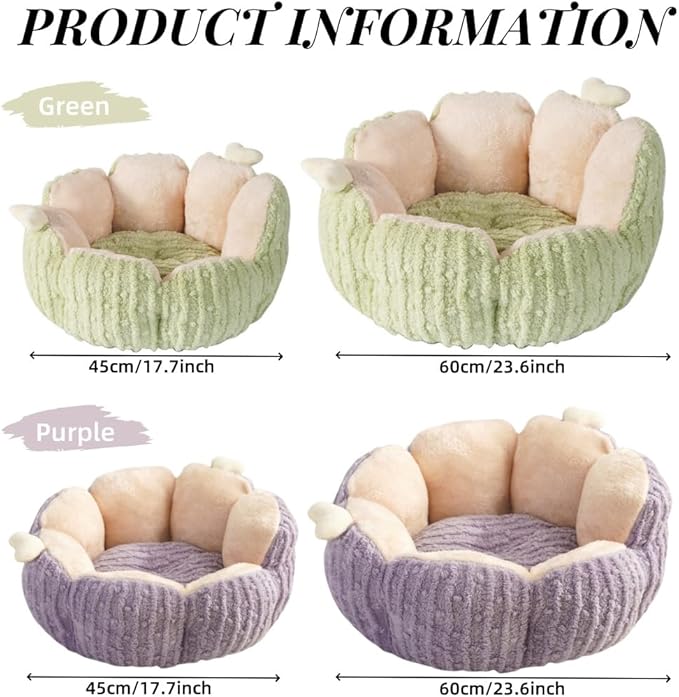 LYFJMUS Cactus Cat Beds for Indoor Cute Cactus Fluffy Puppy Bed Squishmall Pet Bed with Removable & Washable Cushion Pillow Cat House Bed Warm Sleeping Bed for Cats Small Dogs