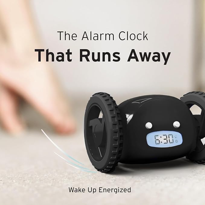 CLOCKY Extra Loud Alarm Clock for Heavy Sleepers on Wheels Rolls Runaway
