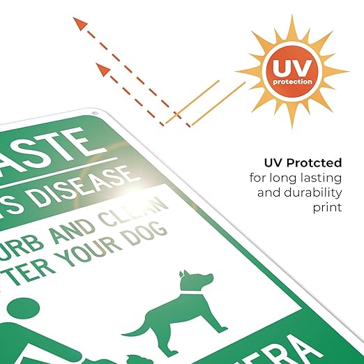 Pet Waste Leash-Curb and Clean Up After Your Dog Under Camera Surveillance Sign, 10x14 Inches, Rust Free .040 Aluminum, Fade Resistant, Made in USA