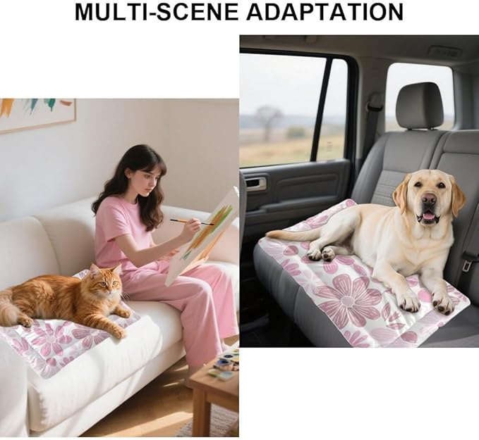 Vibrant Pink Flowers Dog Mat Easy to Clean Dog Bed Beds for Crate Cozy House Bed Non- Slip Bottom Friendly Furniture Multi- Scenario, Multi- Model Pad Gift Printed Cat Pad
