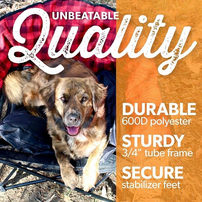 Kuma Outdoor Gear Lazy Bear Dog Bed with Carry Bag, Ultimate Portable Luxury Outdoor Dog Bed for Camping, Glamping & Outdoor Adventures (Heather Grey)
