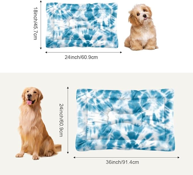 Retro Boho Turquoise Washable Small Dog Bed Furniture Dog Crate Mat Machine Washable Crate Pads Bed Non-Slip Bedding Outside Beds for Medium Dogs Mat Needs for Home Indoor Outdoor 24X18 Inch