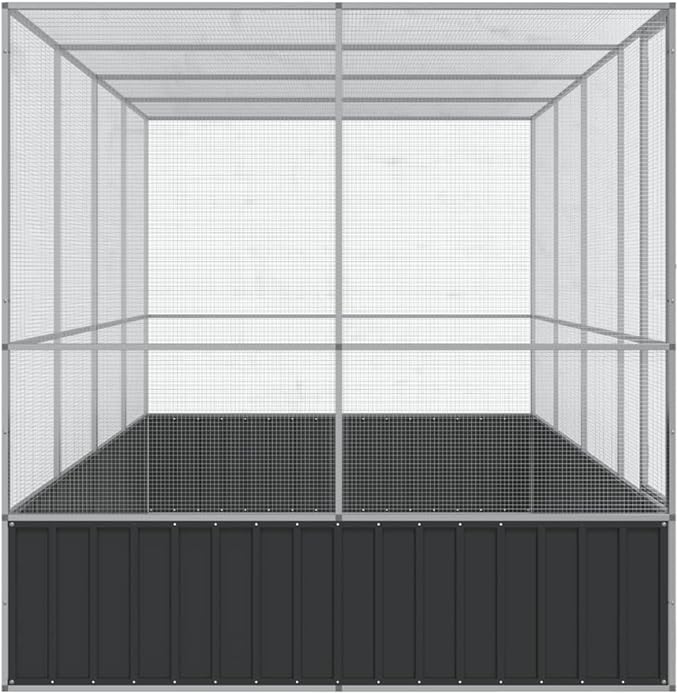 Outdoor Aviary Bird Cage, Galvanized Steel Outside Ample Activity Space Birdcage, 164.6"x81.5"x83.5", -268