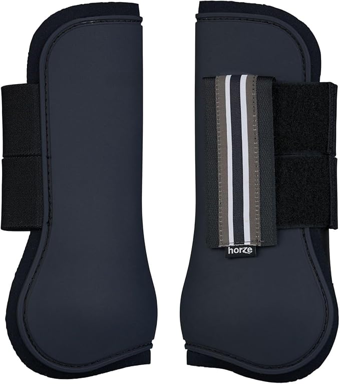 HORZE Adepto Open Front Tendon Boots | Durable Shell with Neoprene Lining - Dark Navy - Warmblood