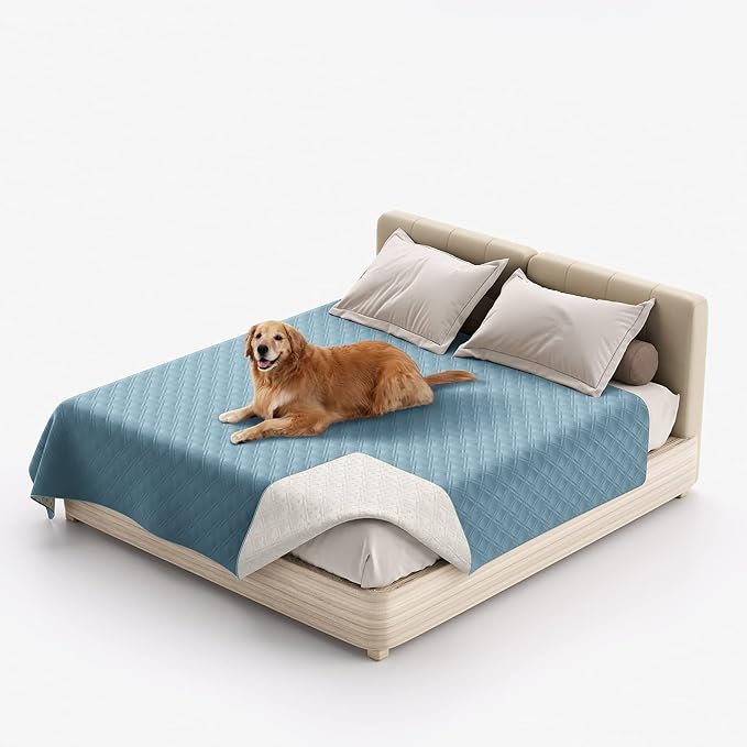 Waterproof Dog Bed Covers for Couch Protection, Water-Resistant Soft Dog Pet Blanket Anti-Slip Dog Blanket for Bed, for Furniture Bed Couch Sofa (Gray Blue,52x82inch)