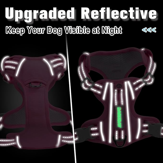 BARKBAY Dog Harness No Pull with ID Tag Pocket - Heavy Duty, Reflective, Easy Control for Large Dogs(Pink,XS)