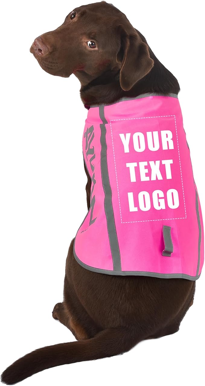 Customize Pink Reflective Dog Vest for XLarge Breeds,High Visibility Dog Safety Vest Harness with Removable Bell Keep Safe from Hunting, Training & Cars Accidents